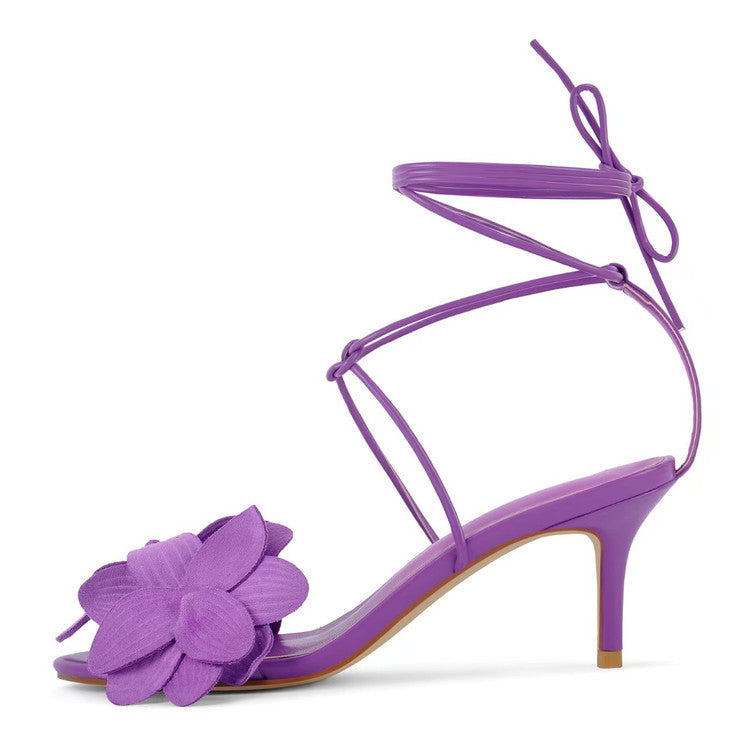 Women's Vibrant Leather Open-Toe Kitten Heel Sandals Corvine