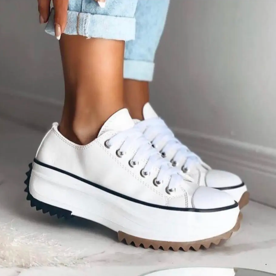 Women's White Lightweight Canvas Trainers Corvine