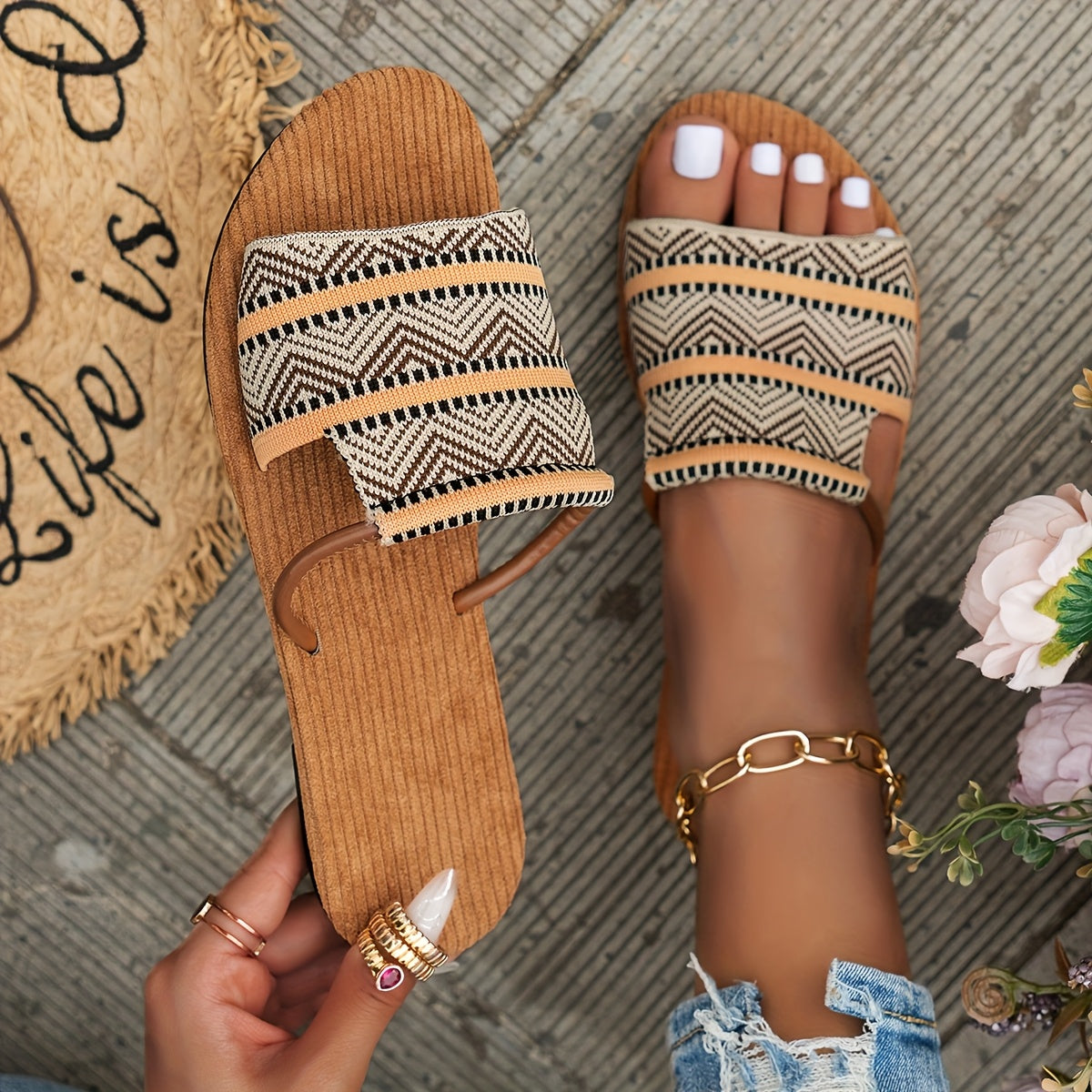 Women's Woven Fabric Slide Sandals Corvine