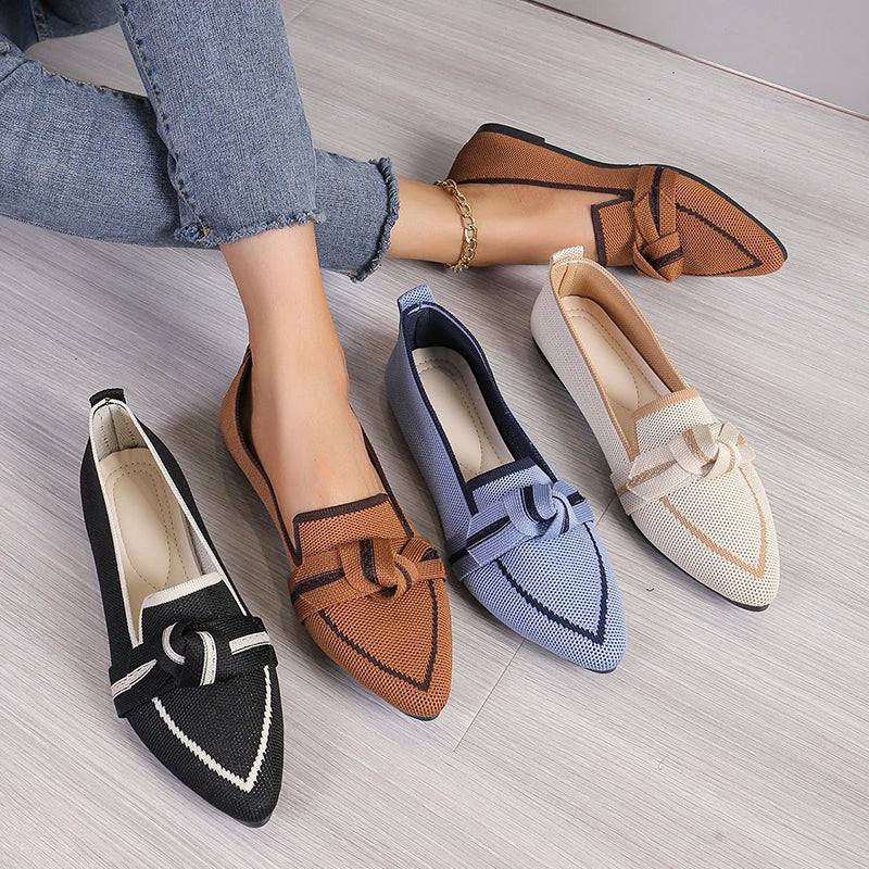 Women's Woven Knit Pointed Toe Flats Corvine