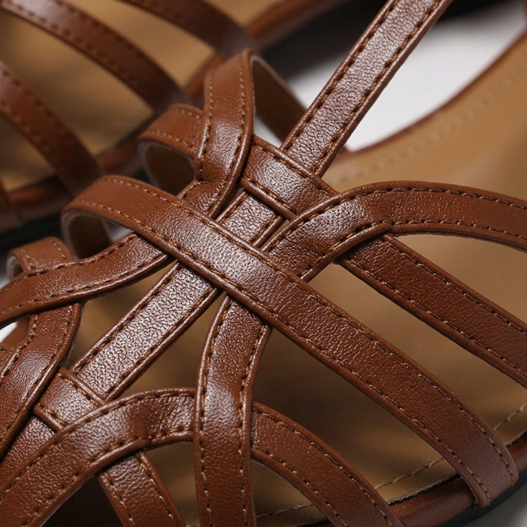 Women's Woven Leather Block Heel Sandals Corvine