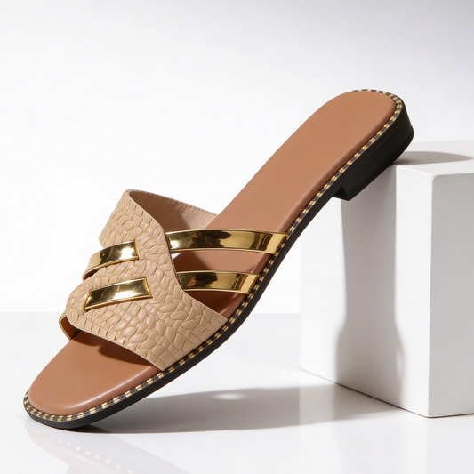 Women's Woven Strap Open Toe Slides Corvine