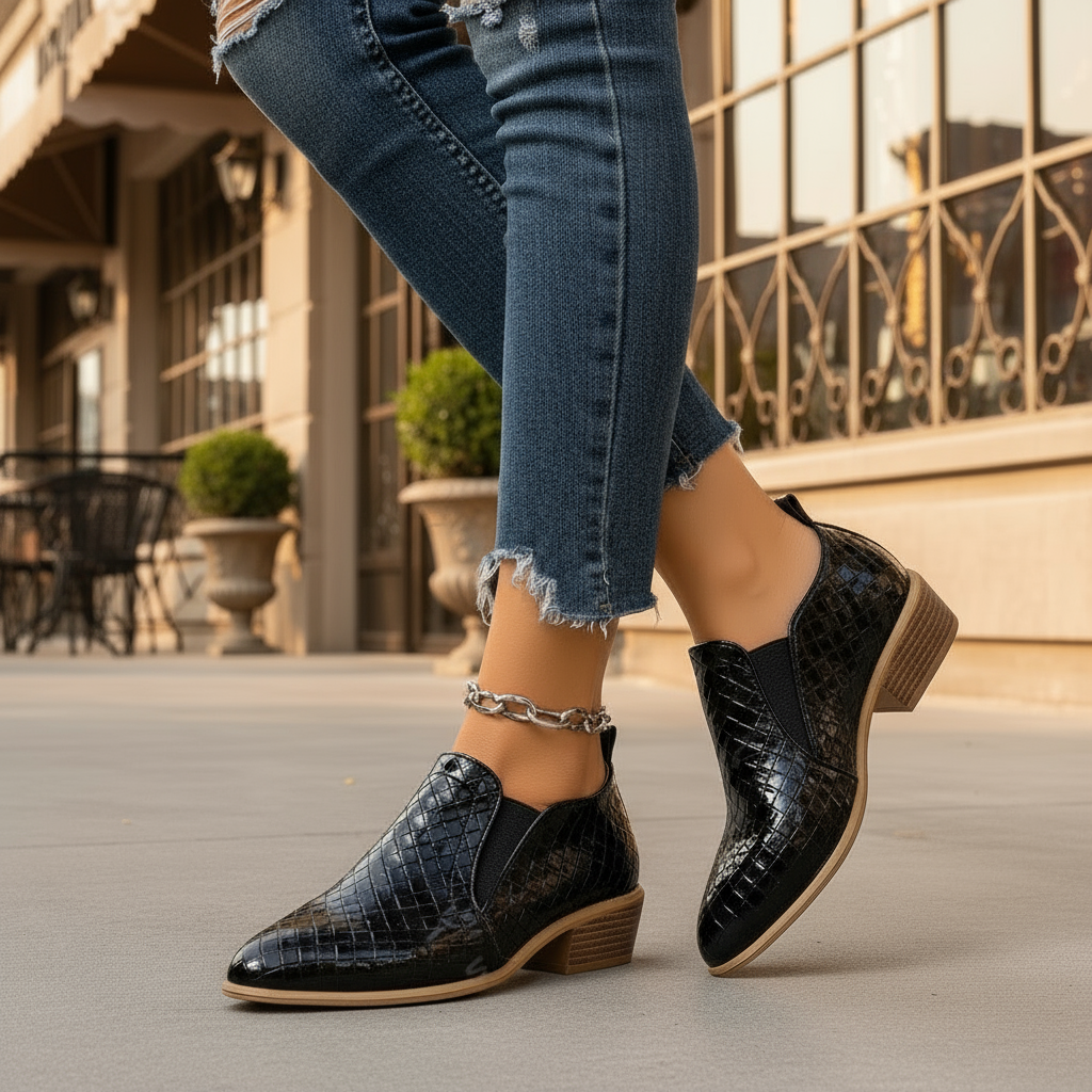 Women's Woven Textured Black Loafers Corvine