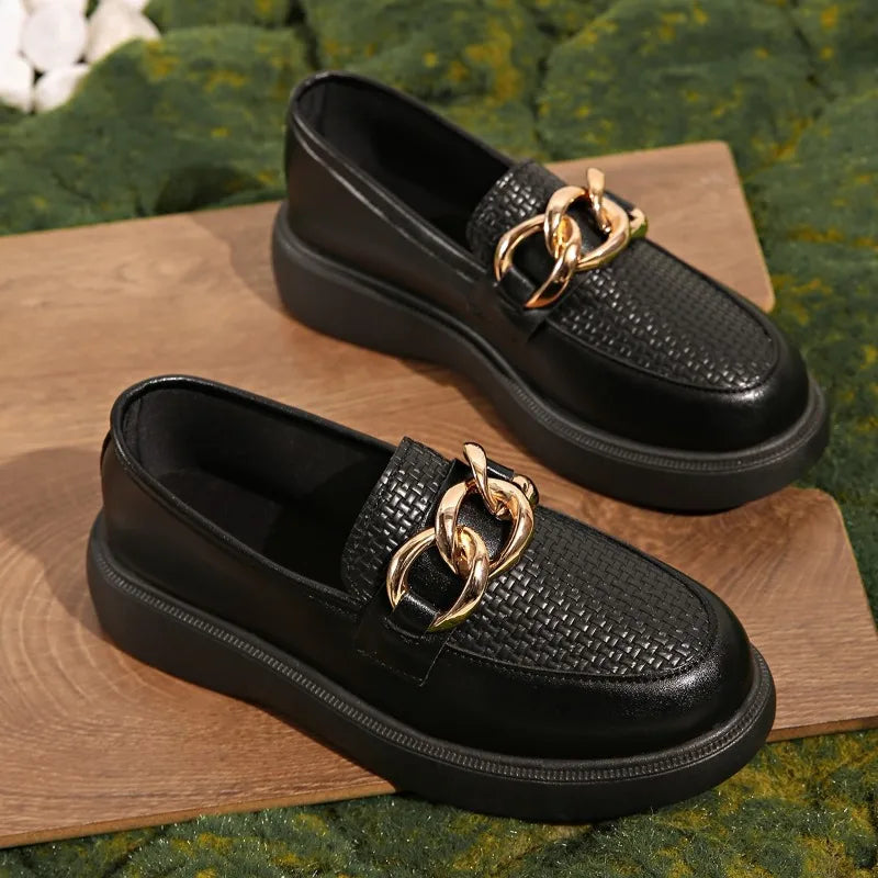 Women's Woven Textured Chunky Platform Loafers Corvine