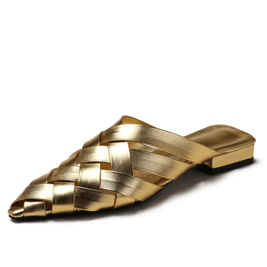 Women's Woven Vegan Leather Mules Shoes Corvine