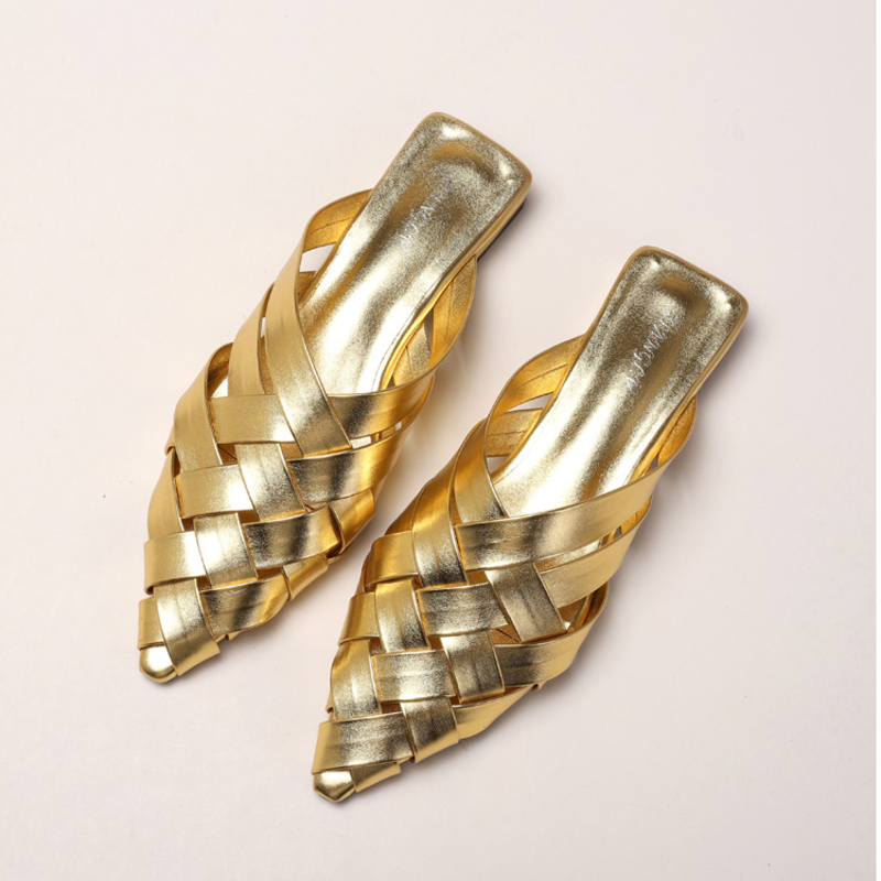 Women's Woven Vegan Leather Mules Shoes Corvine