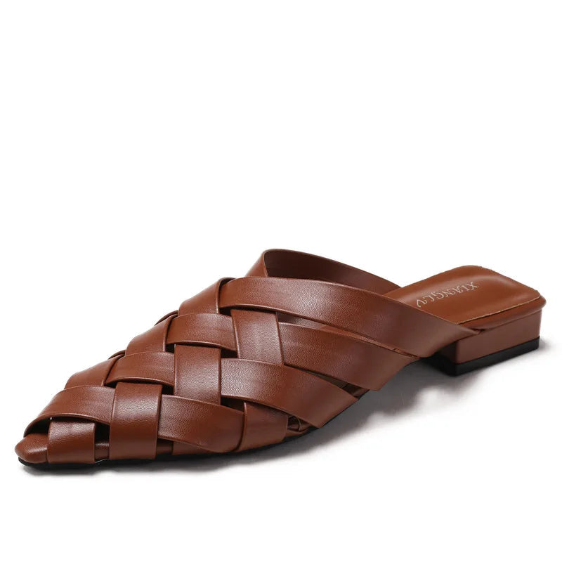 Women's Woven Vegan Leather Mules Shoes Corvine