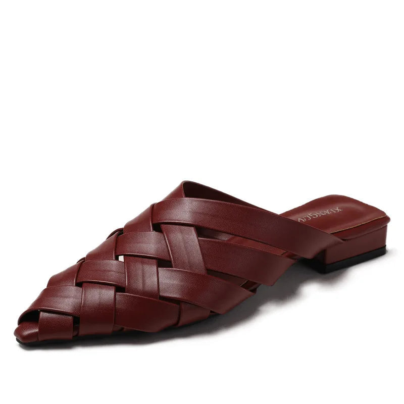 Women's Woven Vegan Leather Mules Shoes Corvine
