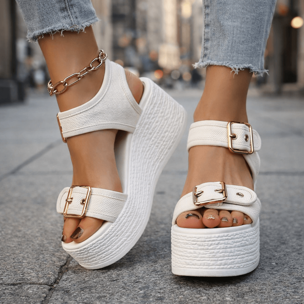 Women's Woven Wedge Sandals | Stylish Adjustable Buckle Platform Heels