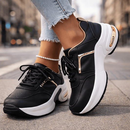 Women's Breathable Premium Leather Platform Sneakers Corvine