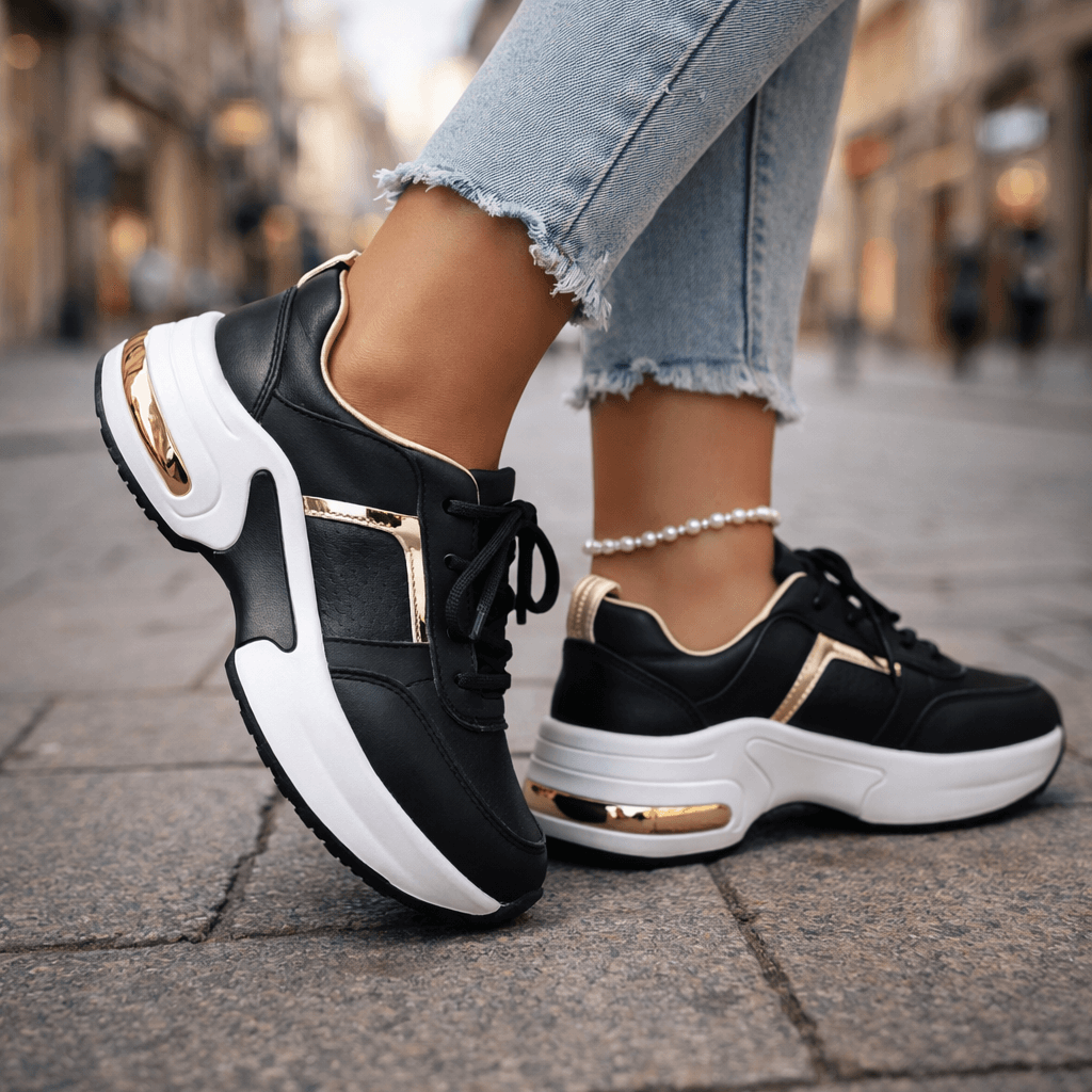 Women's Breathable Premium Leather Platform Sneakers Corvine
