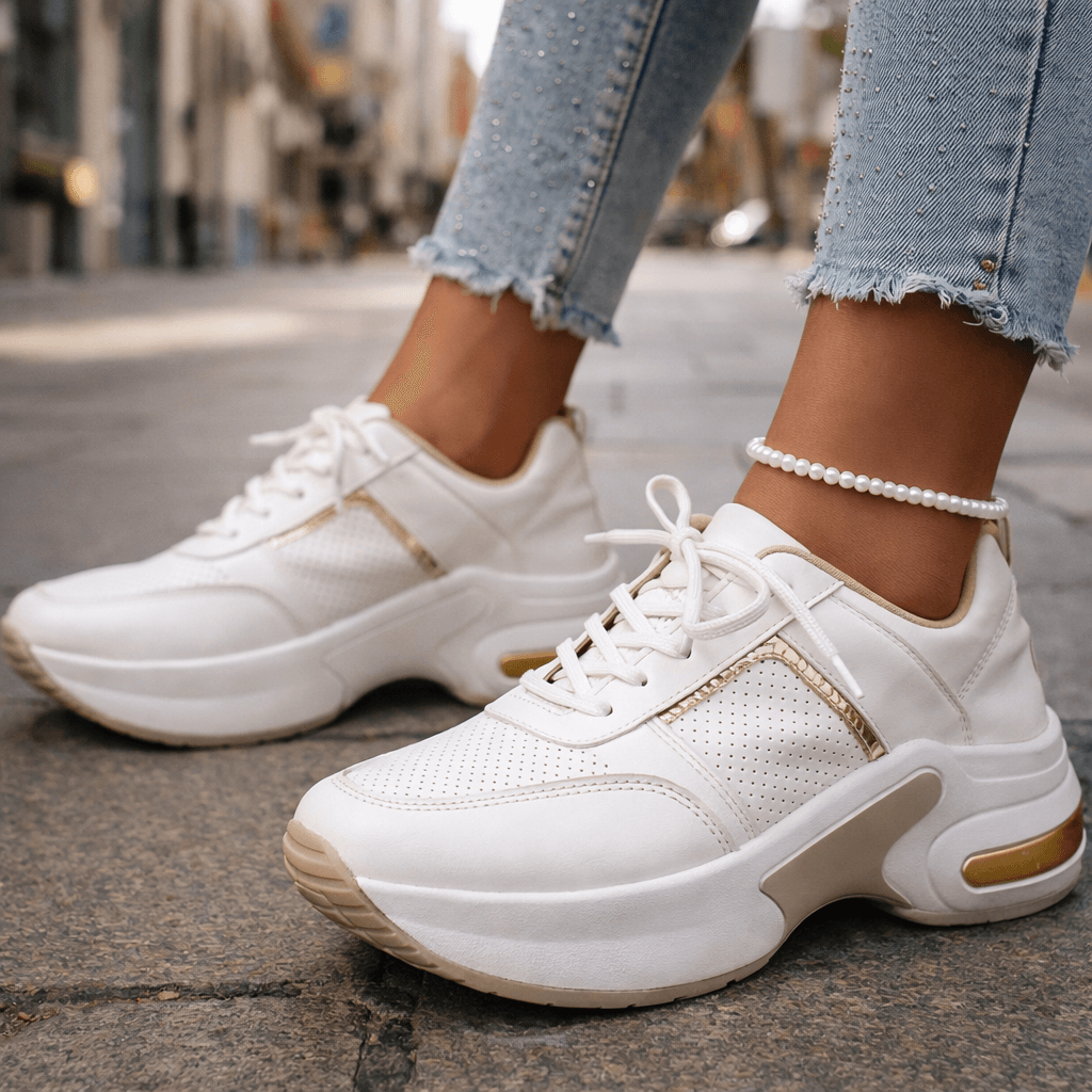 Women's Breathable Premium Leather Platform Sneakers Corvine
