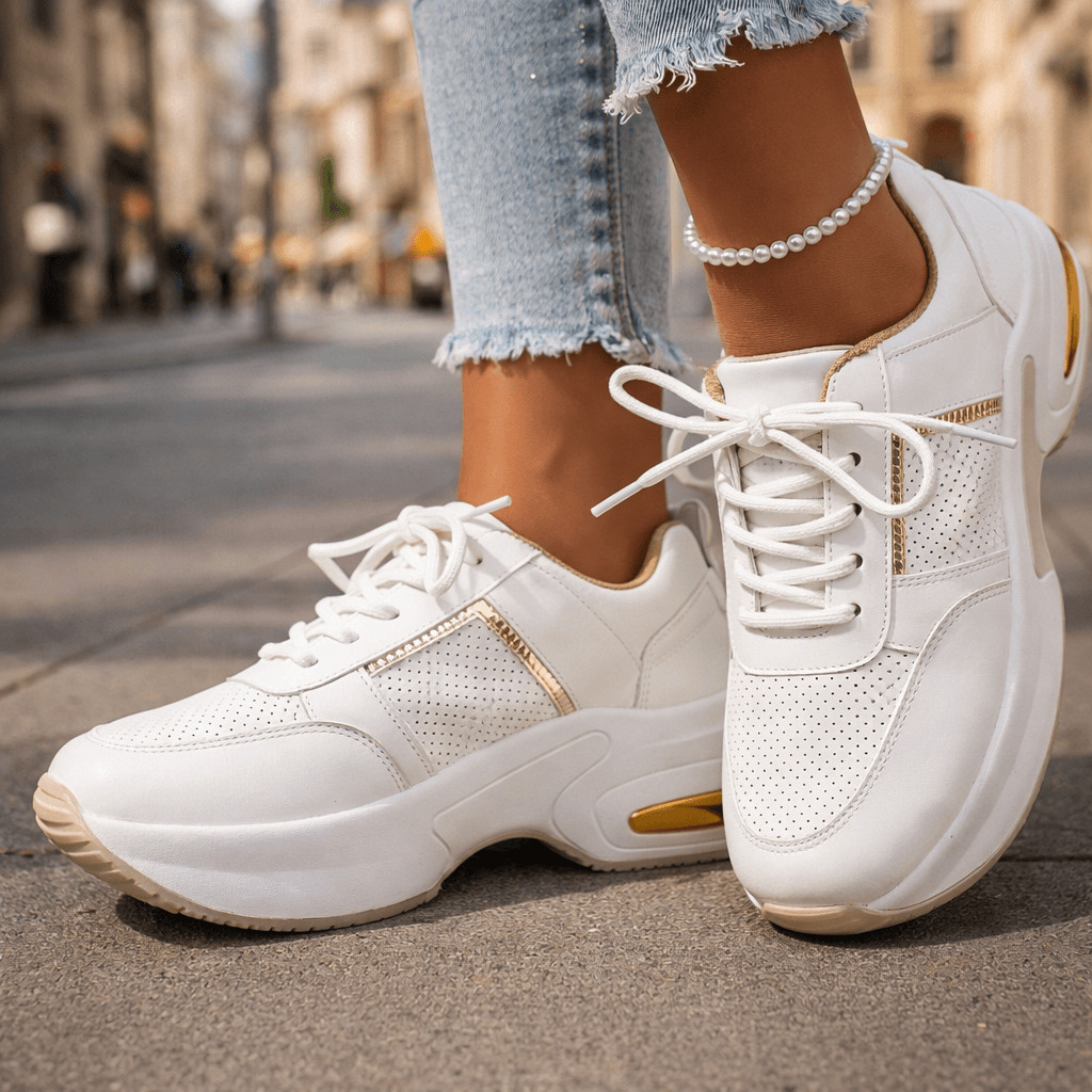 Women's Breathable Premium Leather Platform Sneakers Corvine