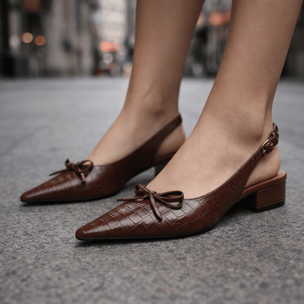 Women's Croc-Embossed Leather Slingback Heels Corvine