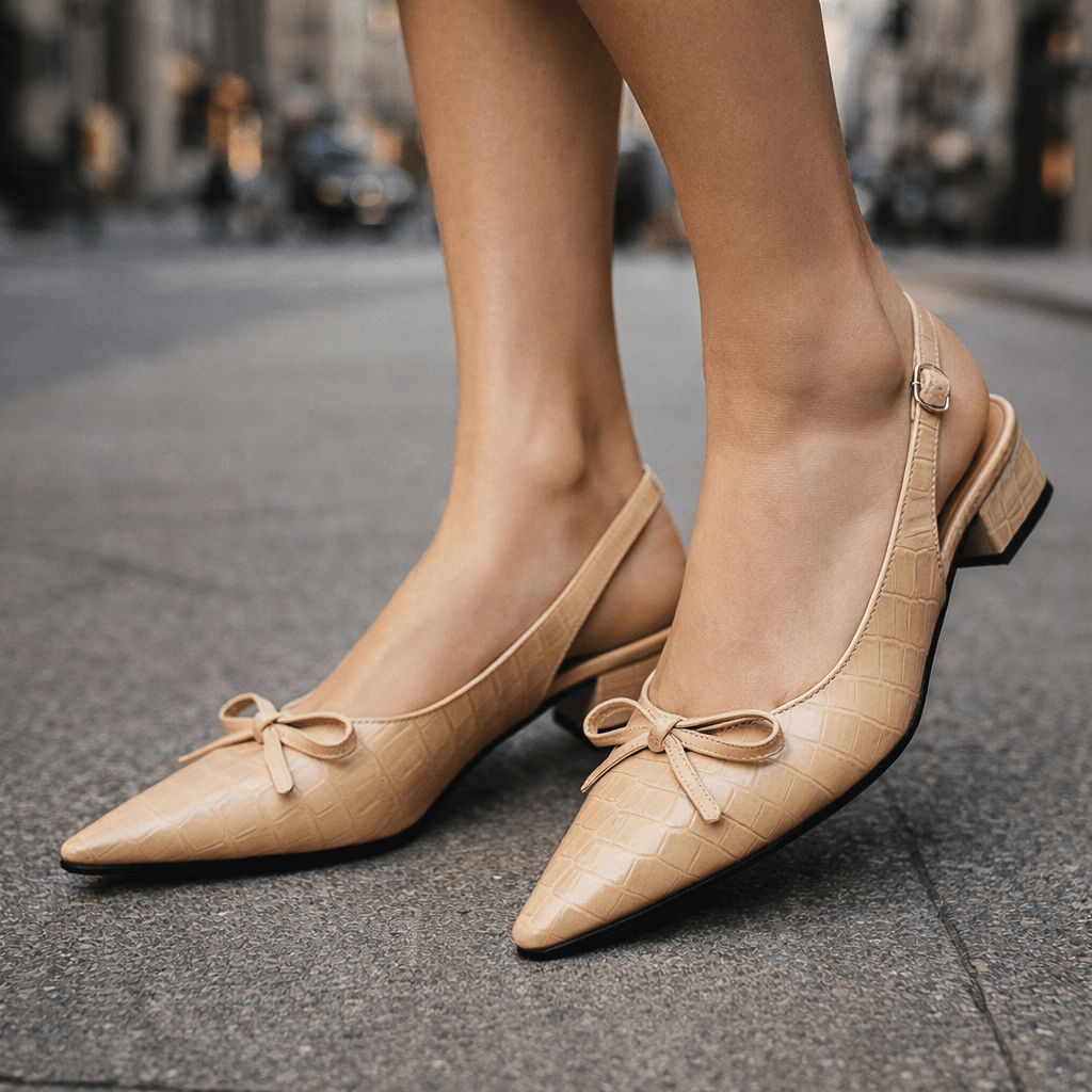 Women's Croc-Embossed Leather Slingback Heels Corvine