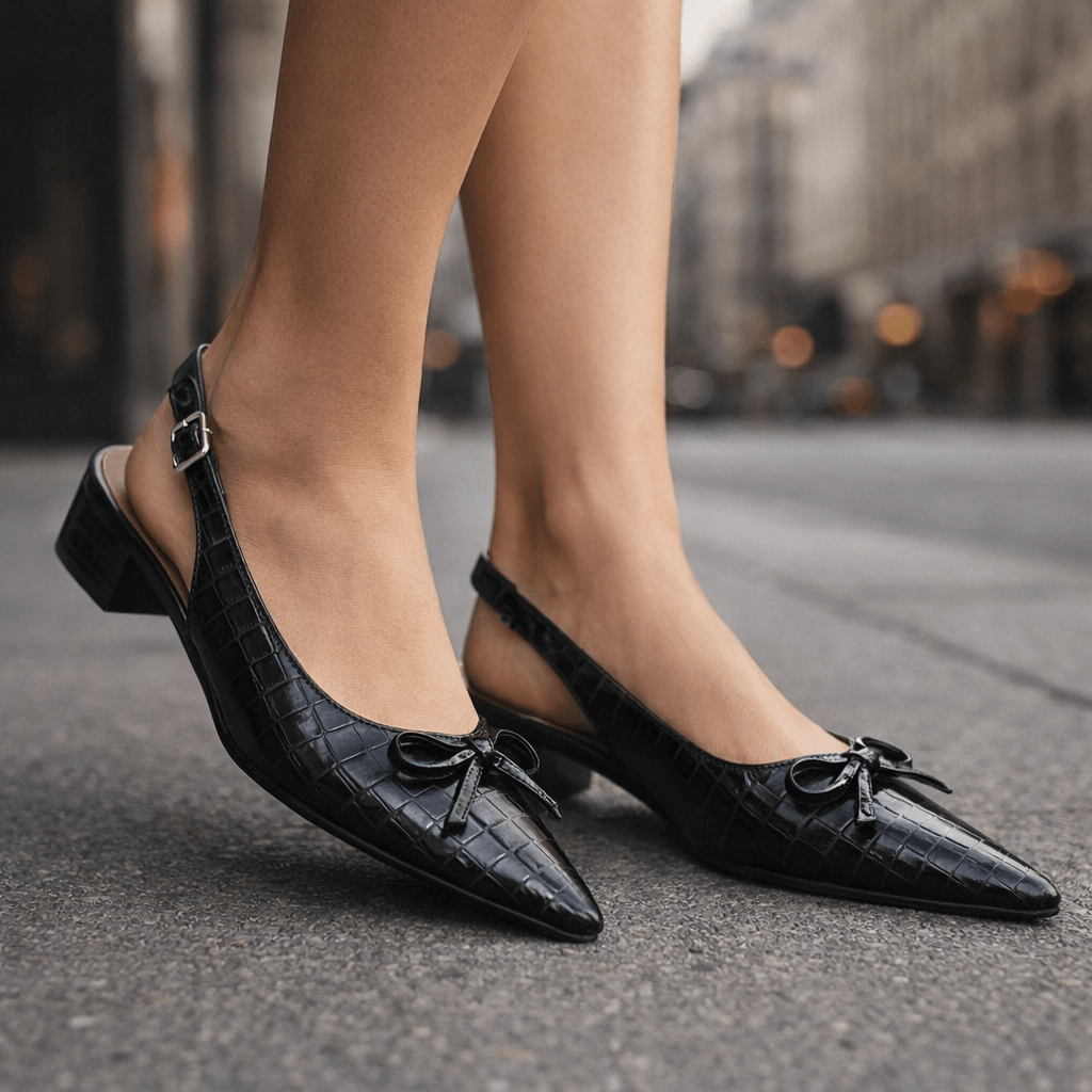 Women's Croc-Embossed Leather Slingback Heels Corvine