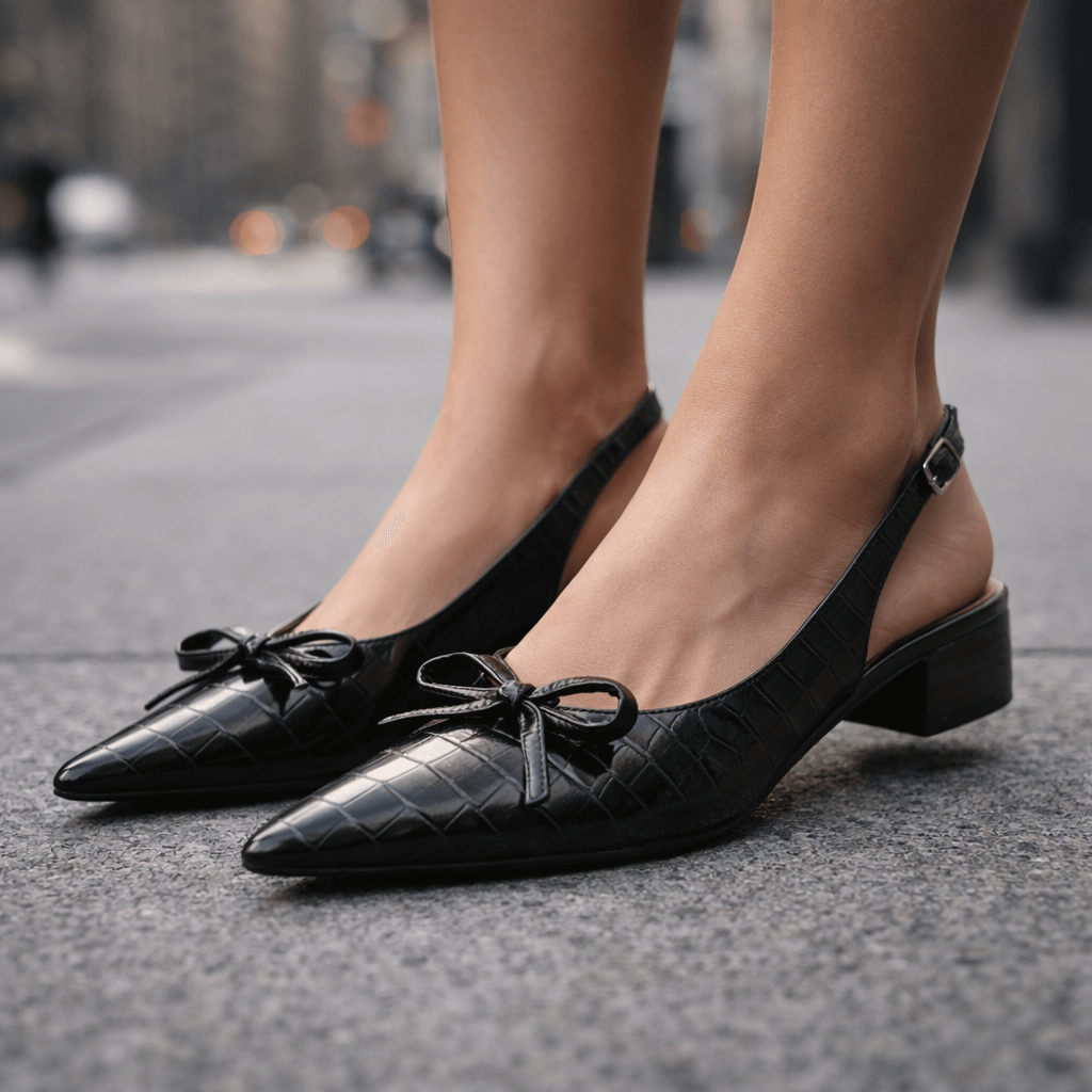 Women's Croc-Embossed Leather Slingback Heels Corvine