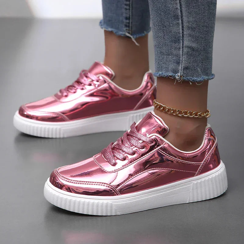 Womens Iridescent Metallic Casual Trainers Corvine