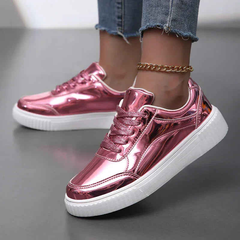 Womens Iridescent Metallic Casual Trainers Corvine
