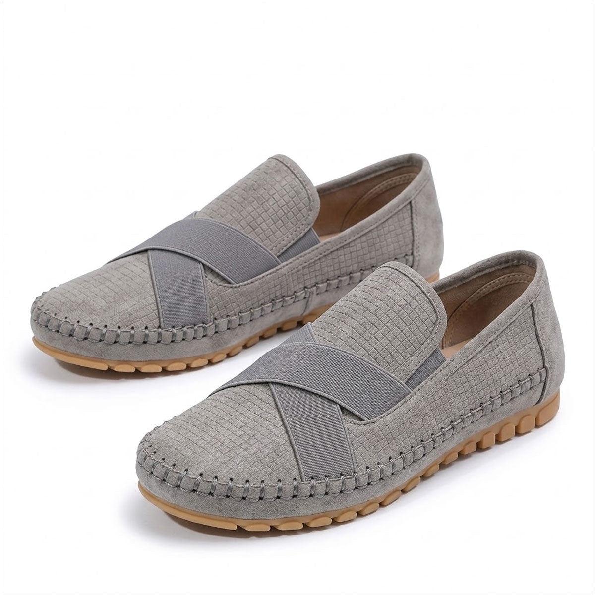 Women's Cross-Strap Textured Ballet Flats Corvine